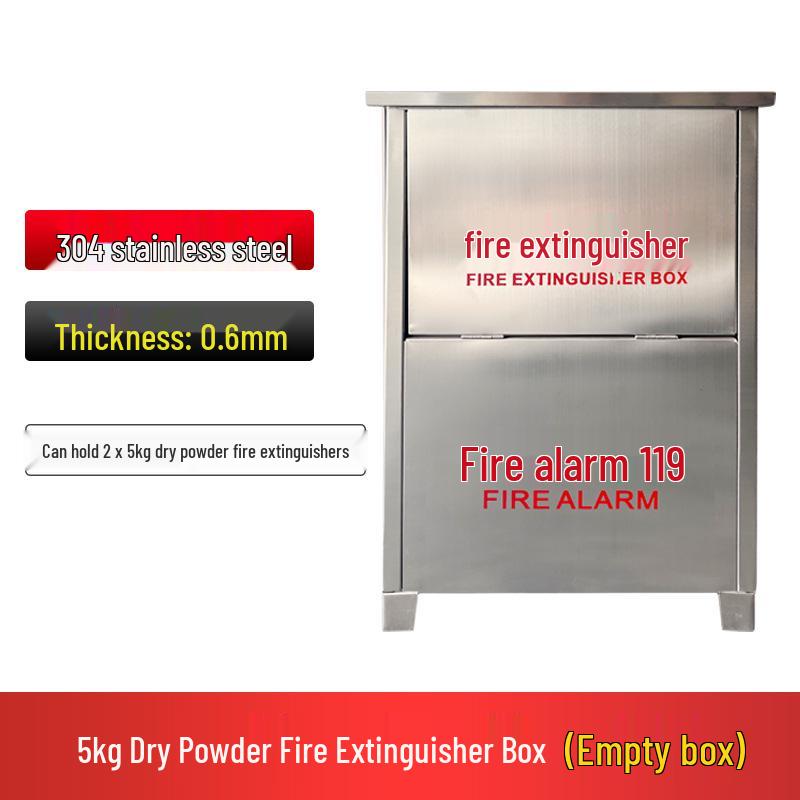 Stainless Steel Fire Extinguisher Box Set: 2-Piece, Fits 4kg/5kg Dry Powder Units