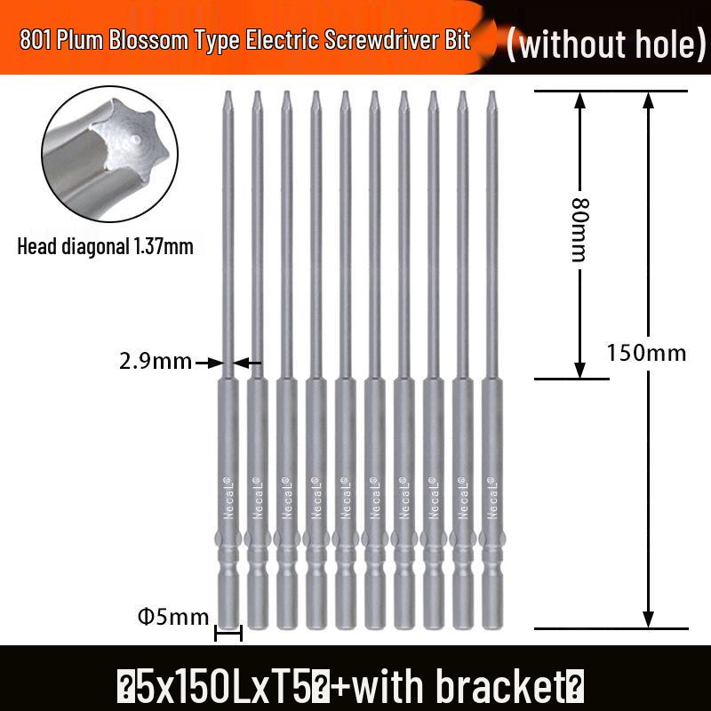 Nigao S2 Torx 801 Electric Screwdriver Bit, Solid Star-Shaped, 5mm Round Shank.