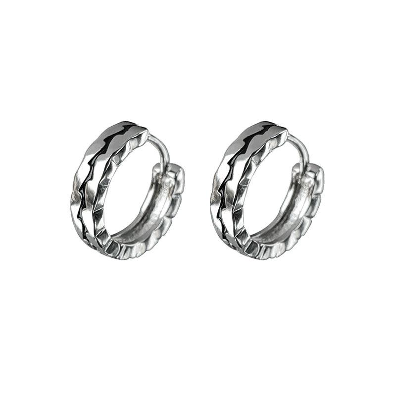 S925 Sterling Silver Crack Ear Buckle Trendy Male and Female Ear Ring