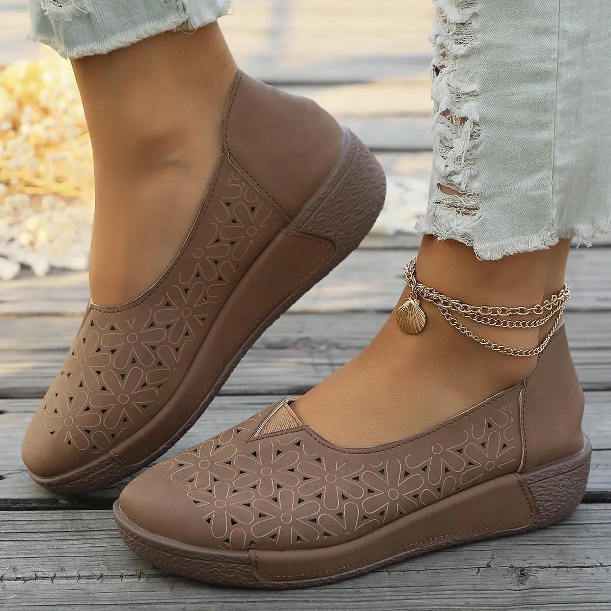 Sieviešu Plakanas Platformas Loafers Dāmu Dabīgās