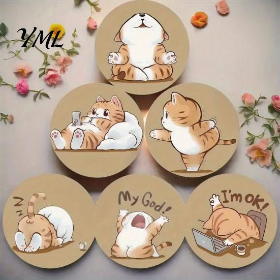Tableware Accessories Wooden Cat Coasters, Decorative Heat Resistant Table Mats, Non-slip Cup Mats Insulation Coasters for Hot Drinks And Desk