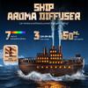 2026 Vintage Ship Aroma Diffuser, Colorful LED Flame, 3 Timer Settings, Ultra-Quiet Cool Mist Humidifier for Home Office