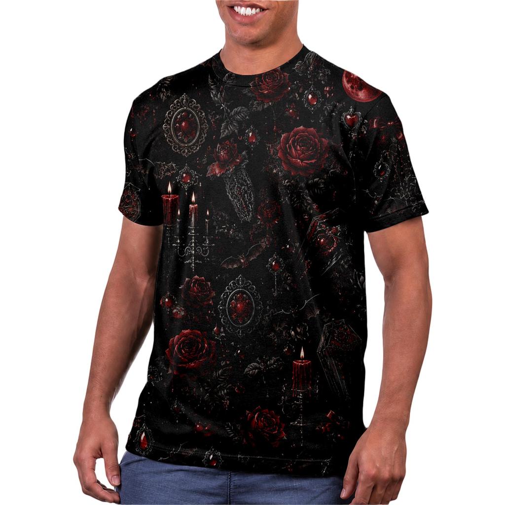 Halloween All Over Print T Shirt, Cute Pumpkin Graphic Tee for Women Men
