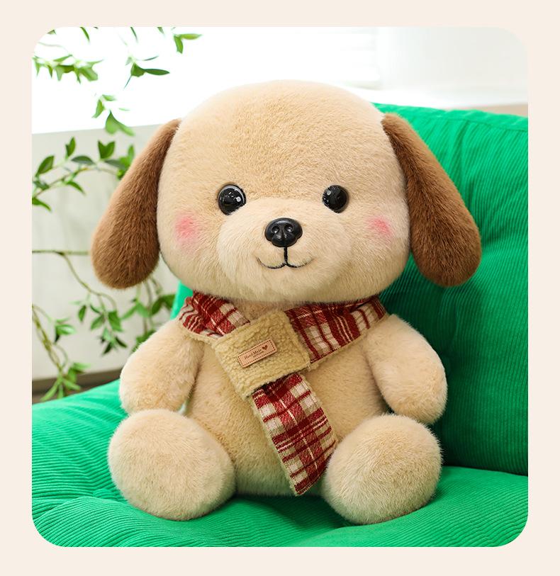 Cute Plush Puppy Doll with Scarf - Stuffed Toy Pillow