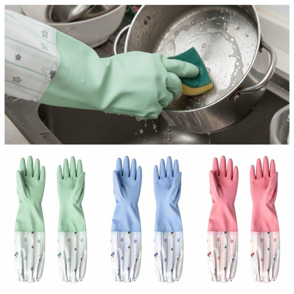 Long Cuff Dishwashing Gloves Velvet Extended Gloves Household Gloves Winter Gloves Laundry Use