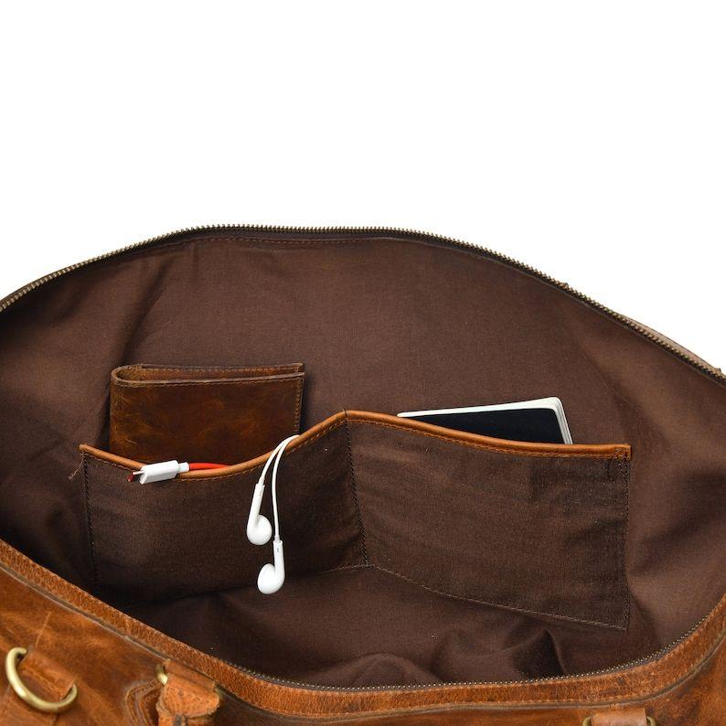 Handmade Distressed Leather Duffle Bag: Weekender Travel Bag