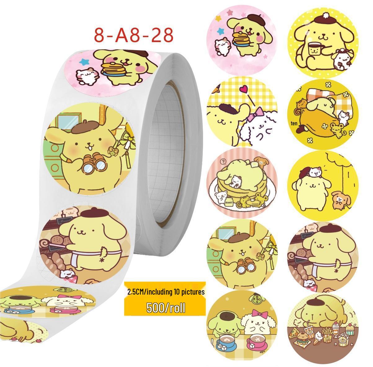 

500 Sanrio Pompompurin & Pochacco Cartoon Stickers: Self-Adhesive Sealing & Sticky Notes for Kids