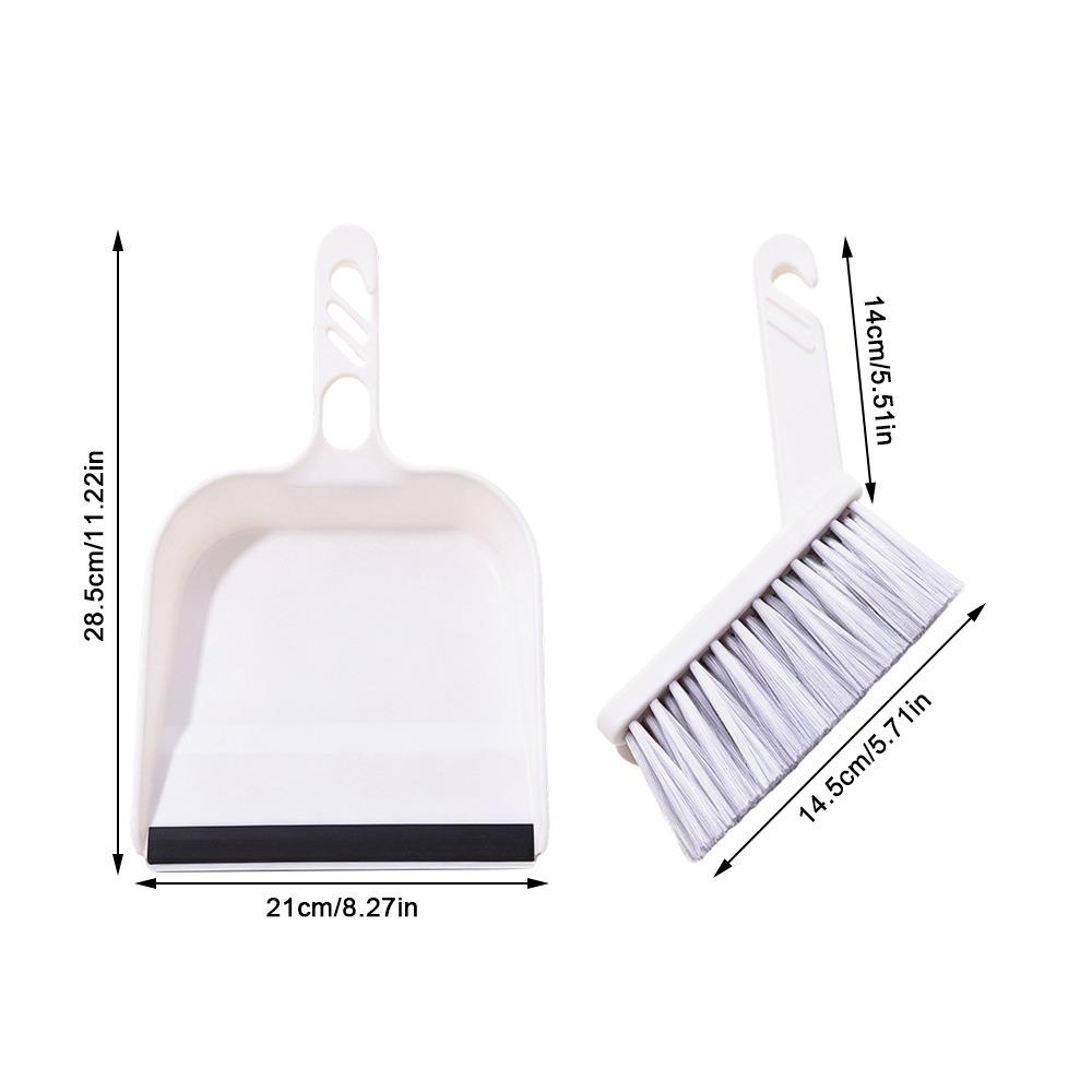 2pcs Plastic Desktop Sweeping Tool White Dustpan Brush Kit Mini Broom Set  Desktop Cleaning