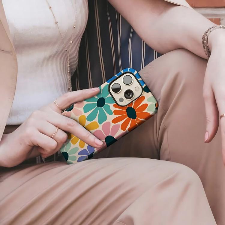 Vintage Fun Flowers Phone Case for iPhone 17 17e 16e 16 15 14 13 12 11 X XS XR XSMAX 8 Air Pro Max Plus Double-layer Back Cover