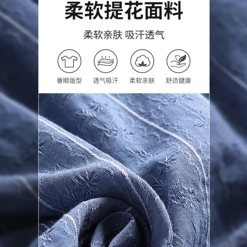 Cotton Striped Five-point Sleeve Shirt Women's Loose Mother Short-sleeved Shirt Middle-aged Women's Top Trendy