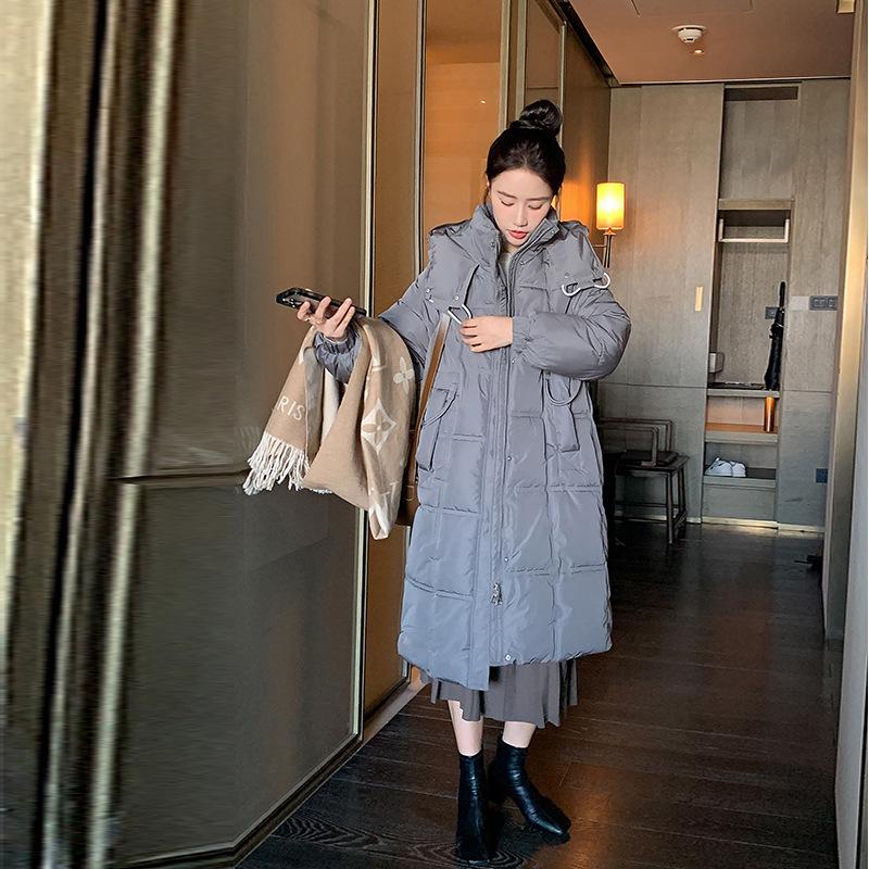 Women's Hooded Mid-Length Down Cotton Jacket - 2024 Autumn/Winter Korean Style Plus Size Fashionable Loose Fit Coat