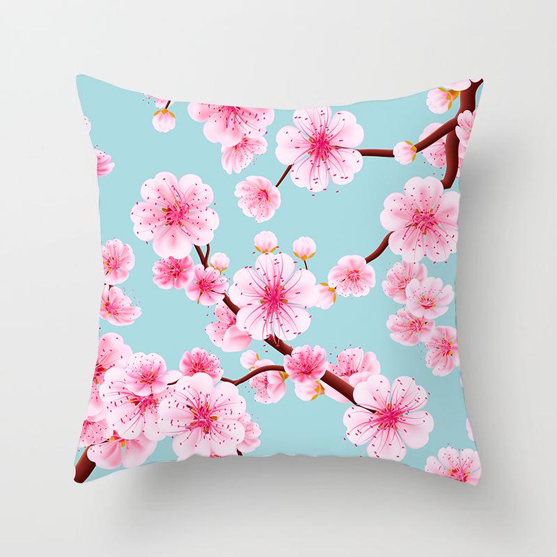 Peach Leather Velvet Fresh Pink Flower Pillowcase Home Sofa Pillow Cushion Cover Core-free