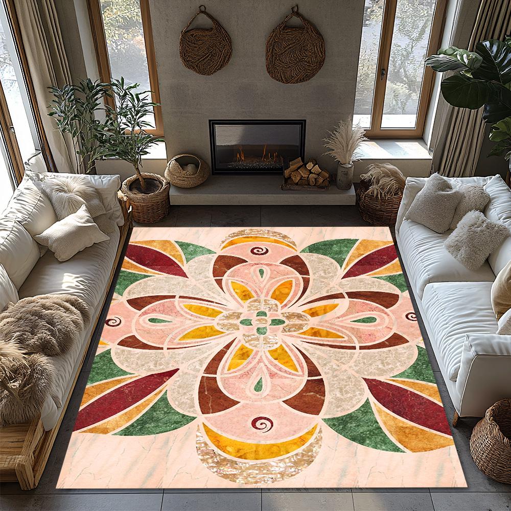 Elegant Persian Carpet Pattern Area Rug Non Slip Doormat Indoor Outdoor Floor Mat Home Decor Living Room Bedroom Entrance Mat
