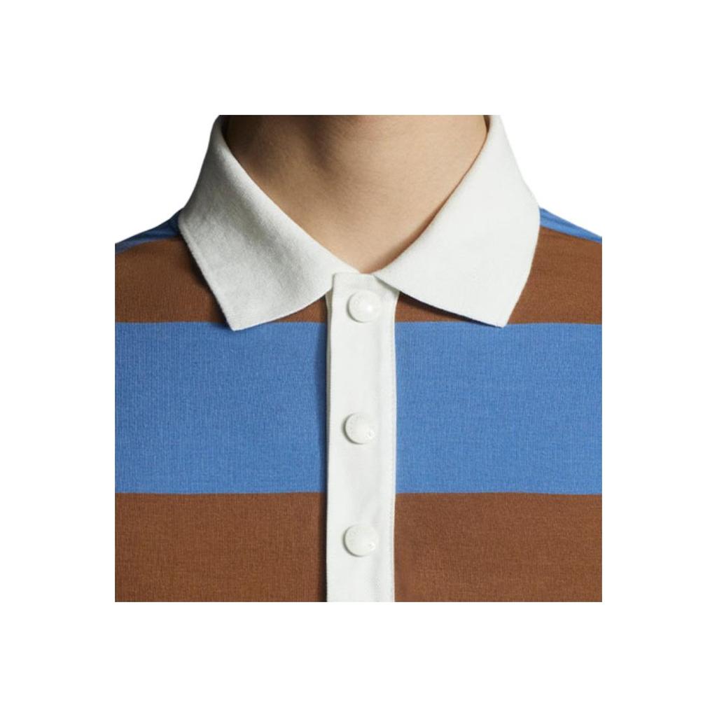 Moncler Ss22 Color Block Striped Logo Print Short Sleeve Polo Shirt Men polo shirts Blue H10918A00016899NN706