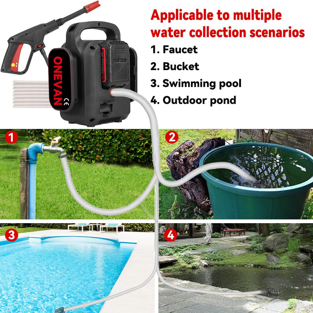 ONEVAN Electric High Pressure Washer 120Bar 2in1 Car Washing Powerful Garden Wash Cleaning Tool For Makita 18V Battery Pin