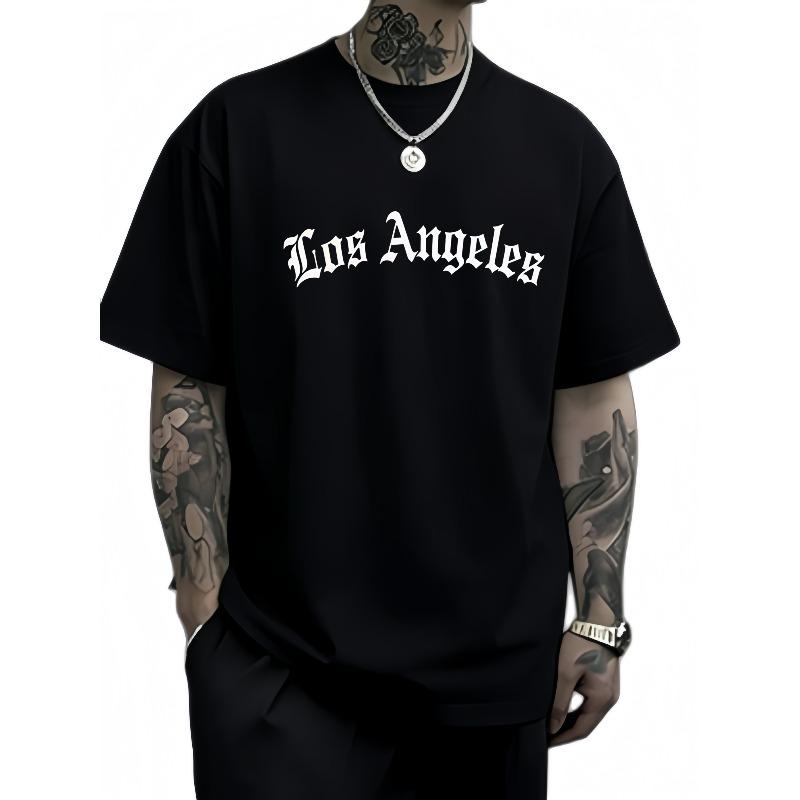 2025 New Fashion Mens Summer Los Angeles Fashion Letter Print Loose Casual and Comfortable Tshirt