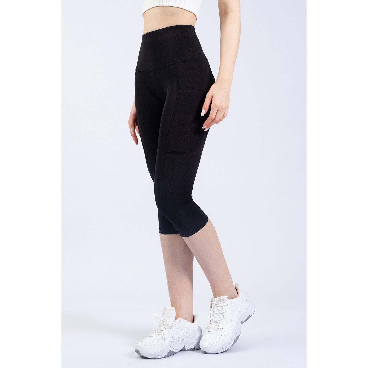 

Snc Women s Black Pocket High Waist Leggings, Capri Yoga Tights 19 XS чорний