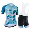 Womens Cycling Jersey Bib Shorts Set Short Sleeve Road Bike Outfit Breathable Quick Dry Performance Wear