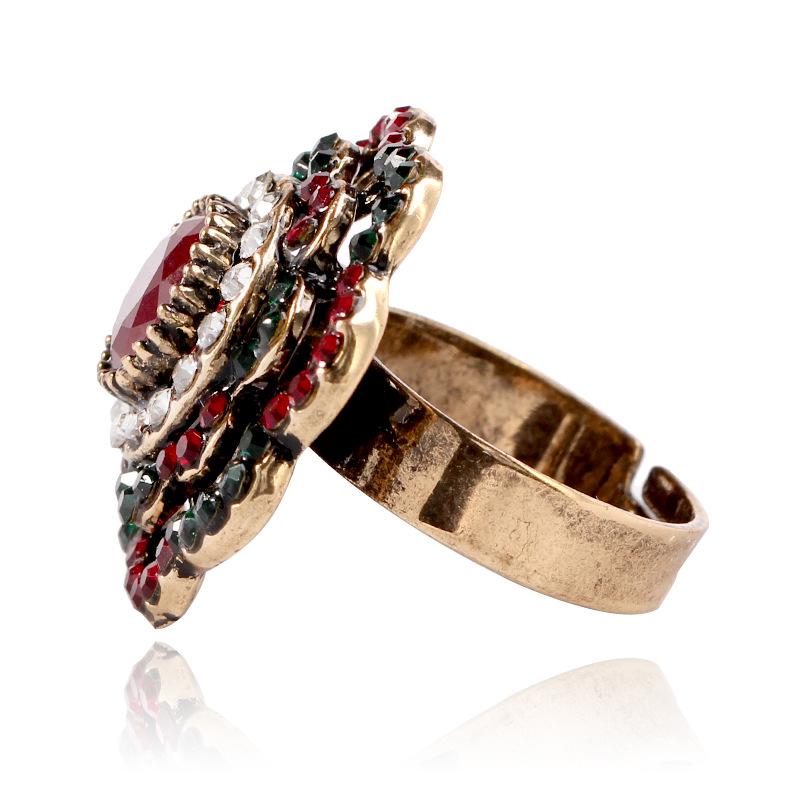 Bohemian Retro Open Ring with Hollow Flower Design