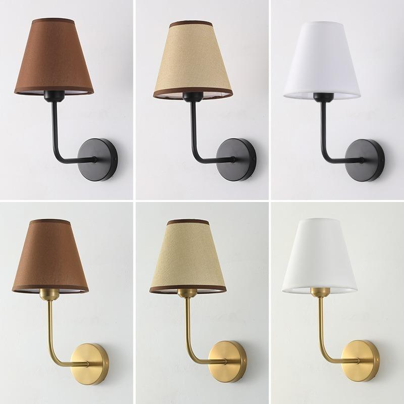 E27 American fabric wall lamp simple hotel room interior decor lighting living room corridor aisle bedroom bedside wall light