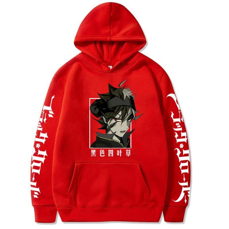 Burakku Asuta Black Clover Printed Graphic Hoodies Vintage Oversized Hooded Long Sleeves Hoodie Men Women Clothes