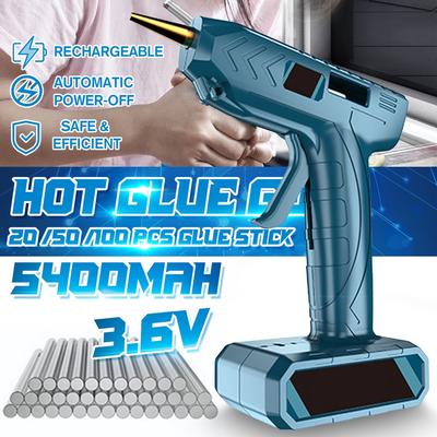 5400MAh Cordless Hot Melt Glue Guns With 100/50/20pc Glue Sticks Copper Nozzle Rechargeable Hot Glue Guns DIY Craft Repair Tool USB 80W