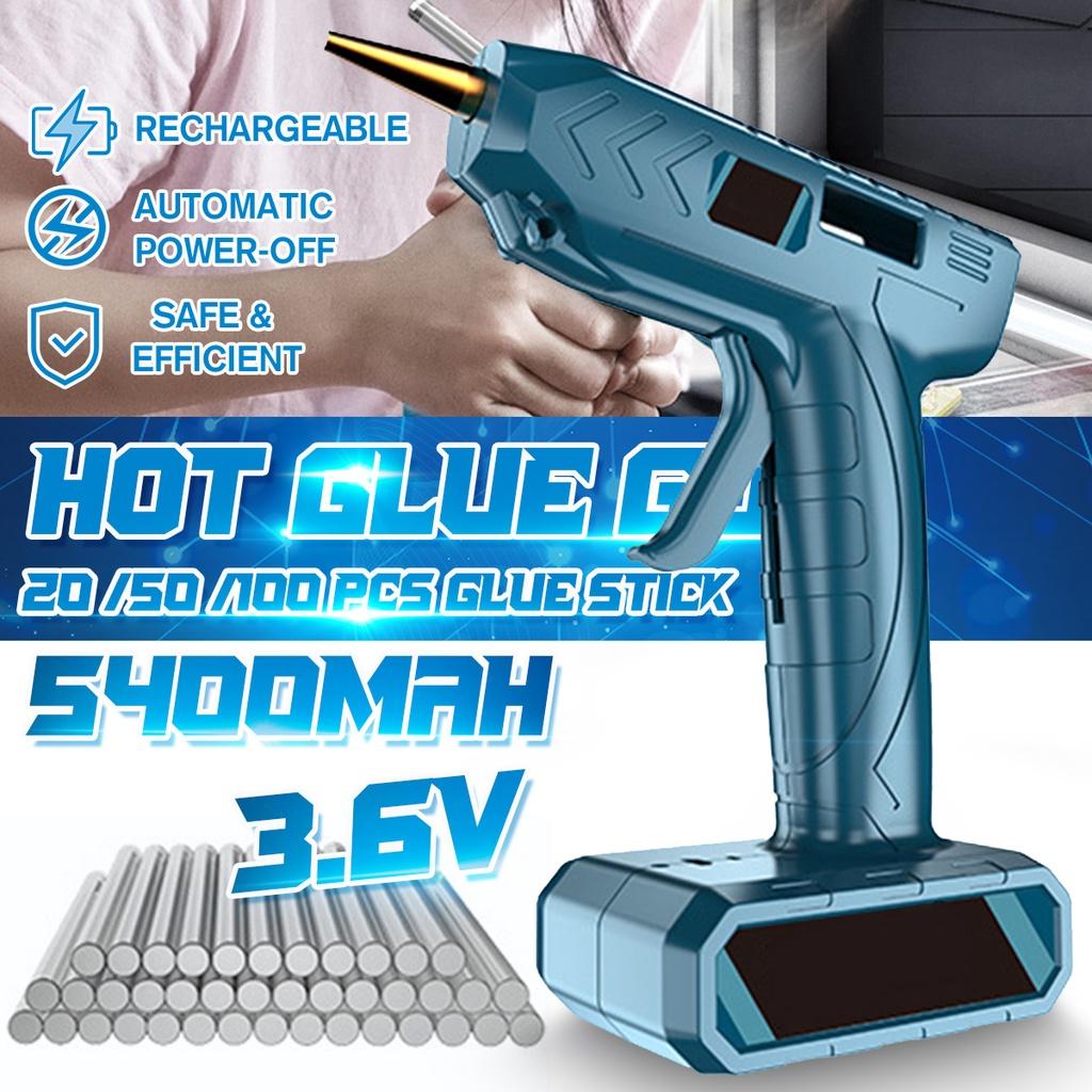 5400MAh Cordless Hot Melt Glue Guns With 100/50/20pc Glue Sticks Copper Nozzle Rechargeable Hot Glue Guns DIY Craft Repair Tool USB 80W