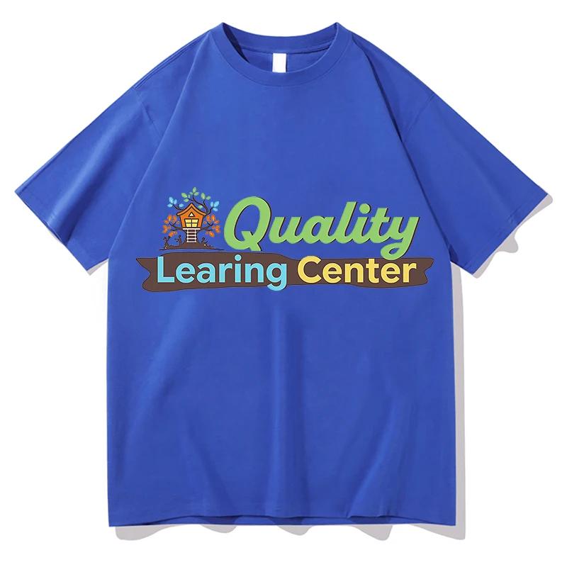 Quality Learning Center Print Tshirt Unisex Streetwear Short Sleeve Pure Cotton Loose Female Tshirts Casual Graphic TShirt Tops