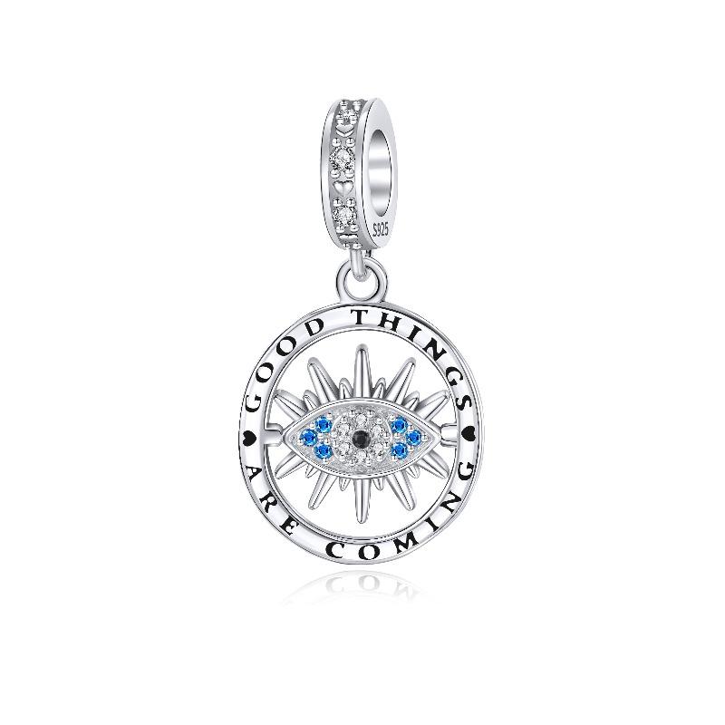 Original Copper Blue Evil Eyes Charms Ring Earrings Bead Palm Pendants Fit Bracelet Necklace Jewelry Gift