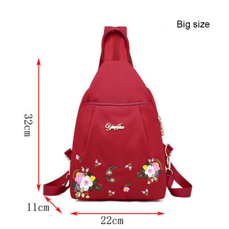 Fashion Oxford Backpack Multifunction Crossbody Bag Large Capacity Embroidery Chest Bag Waterproof Travel Bag Pack