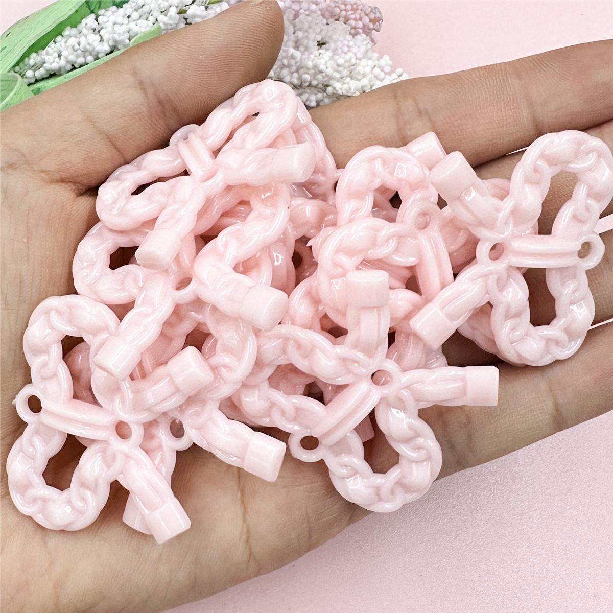 

Товары для дома и вечеринок для изготовления браслетов и ожерелий DIY Ювелирные аксессуары Акриловые 32,2*37,8 мм Стиль цепочки с бантом Модные свободные бусины 20 шт. розовый