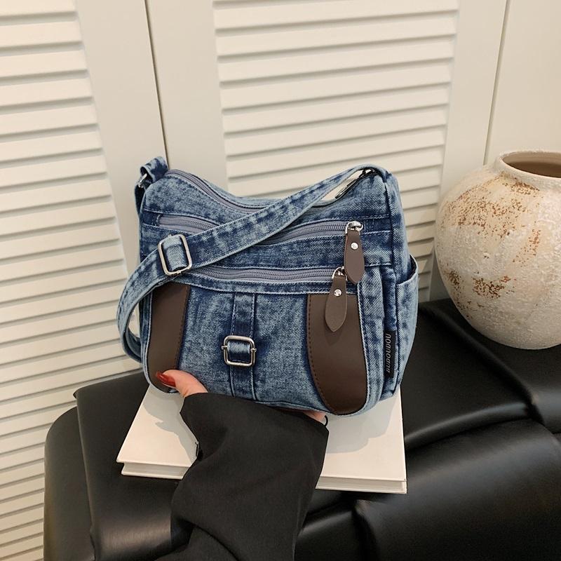 Fashion Vintage Design Women's Crossbody Bag High Quality Denim Fabric Shoulder Bag Large Capacity Tote Bag Lightweight Handbags