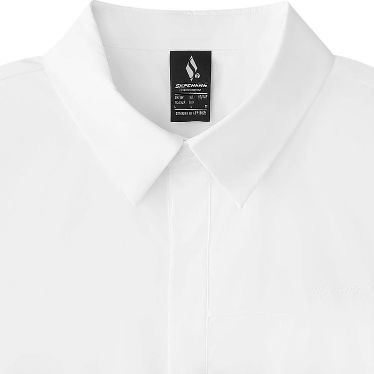 Skechers Polo Style Solid Color Casual Moisture Wicking Quick Dry Long Sleeve Shirt Men shirts Bright-White L125M039-0019