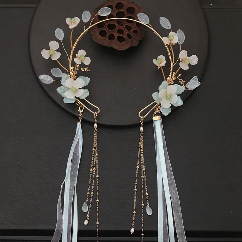 Tiaras Tassel Ribbon Hanfu Hair Crown Ancient Style Hairpin Chinese Style Headwear Flower Headband