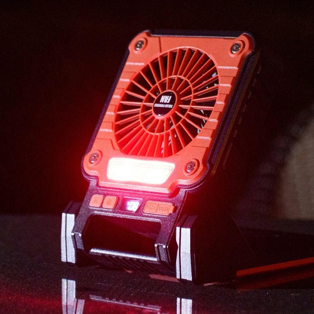 Folding Design Portable USB Fan Green/Orange Solar Electric Fan LED Camping Light  Hiking