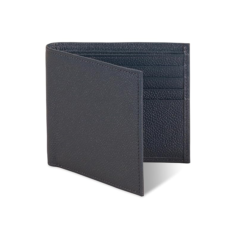 

[Business Leather Factory] Bi-fold wallet (no coin purse) Water repellent original leather cow leather unisex 10 pockets Thin (Prussian navy)