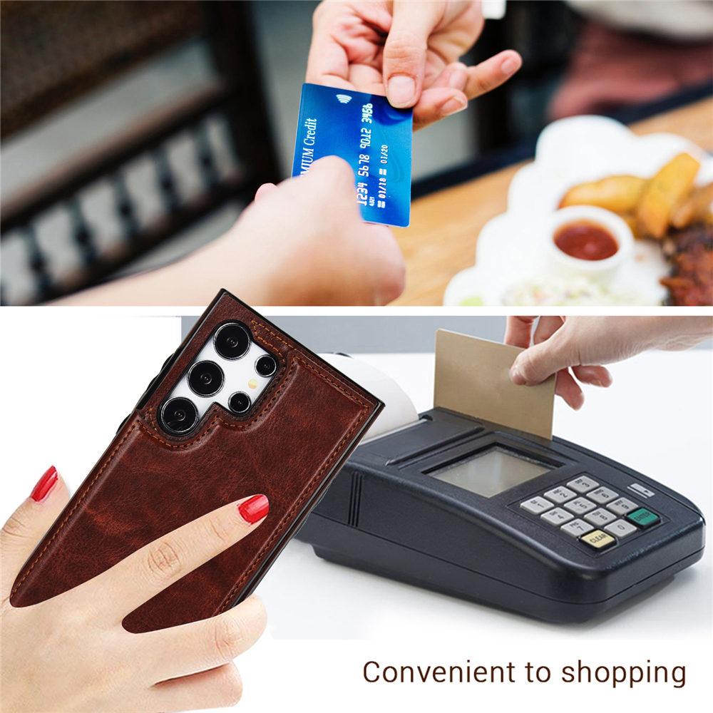Wallet Double Button Card Slot Stand Flip Leather Case For Samsung Galaxy S25 S24 Ultra S23 Plus S24FE S22 S21 S20 Note 20
