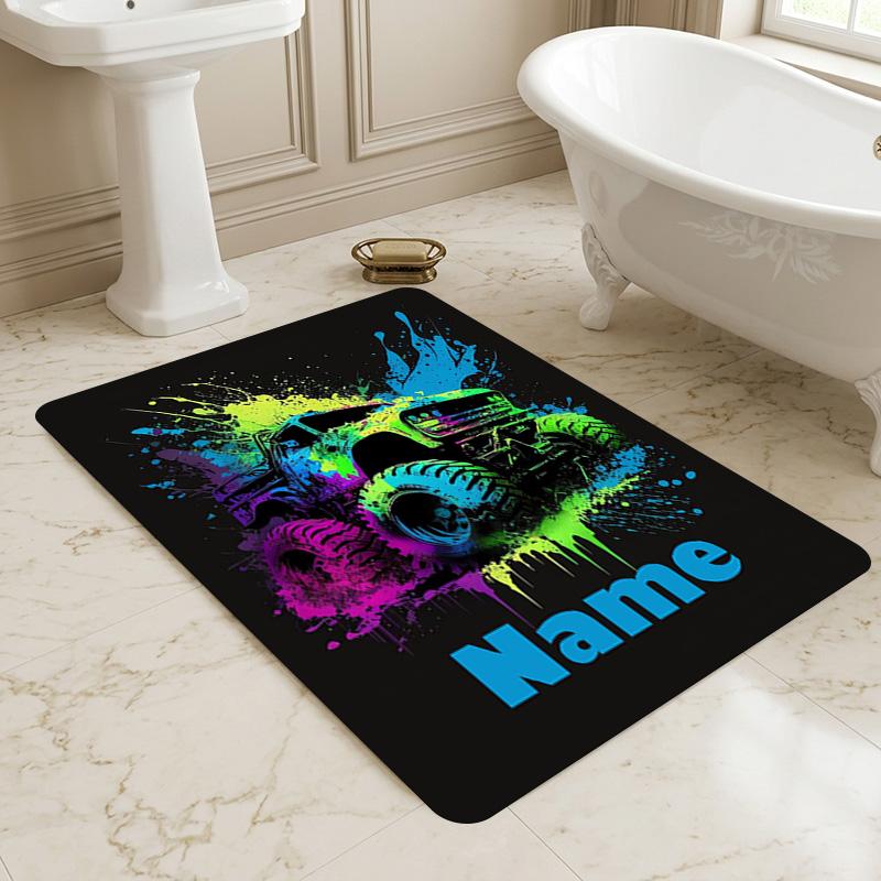 Personalized Name Monster Jam Night Living Room Non-Slip Area Rug Soft Carpet for Bedroom Kids Playroom Sofa Office Home Decor Doormat