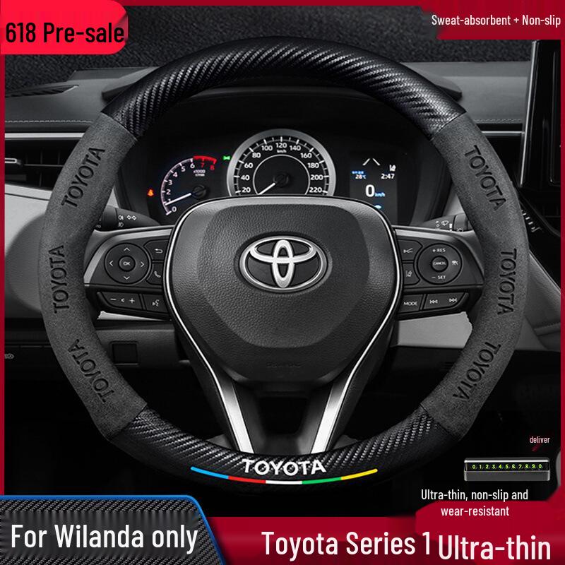 Ganzjahres-Lenkradbezug aus Carbonfaser-Wildleder für Toyota RAV4 2020-2024.