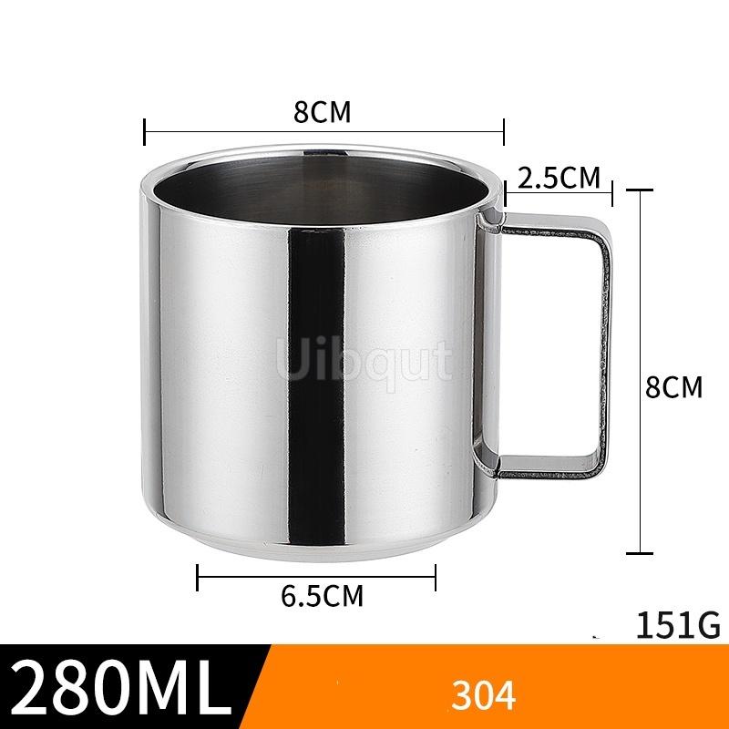 Edelstahl 180ml/200ml Kleine Tasse mit Henkel Doppellagig Hitzebeständig Wasser Kaffee Tee Tasse Set Mit Teller und Löffel Tasse