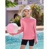 CHARMLEAKS Rash Guard for Girls Long Sleeve Swim Shirt UPF 50+ Sun Protection Teen Girls Swimsuit Athletic Shirts 7-16Y