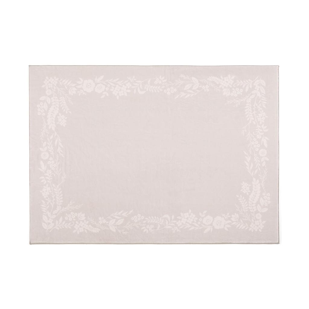 Francfranc Francfranc Design Print Rug, Frame Flower, Small, 140x100cm, Pink, Compatible with Floor Heating, Hot Carpets, and Kotatsu Tables