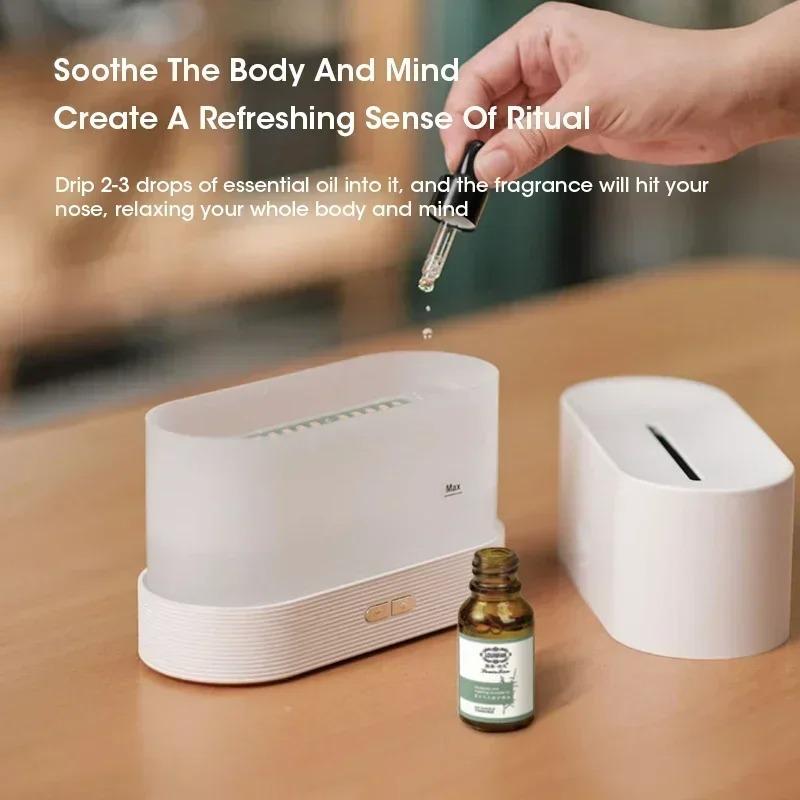 Umidificatore USB Creativo a Forma di Fiamma per Scrivania con Spegnimento Automatico Intelligente Diffusore di Aromi Luce Notturna LED Regalo