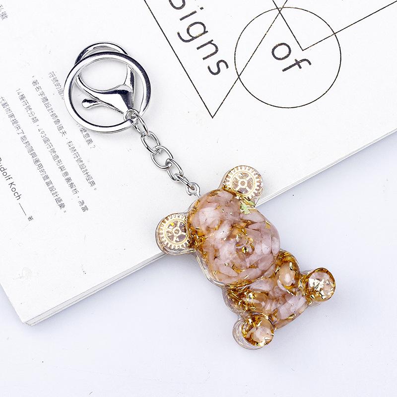 Crystal Resin Bear Keychain - Creative Hugging Bear Design for Car Keys