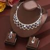3pcs Exquisite and Elegant Hollow Out Rhinestone Bridal Necklace Earring Set Wedding Banquet Dress High-endZircon Accessories