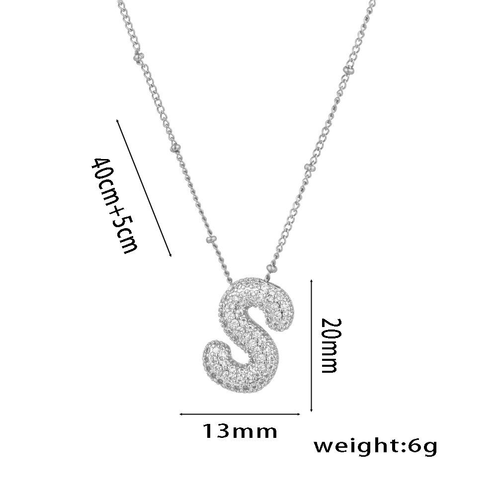 Fashion 26 Bubble Letter Initial Pendant18k Gold Plated Micropaved Full Zirconia Stone Chain Couple Necklace Women Jewelry