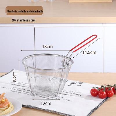 ZISIZ 18cm 304 Stainless Steel Frying Basket Set
