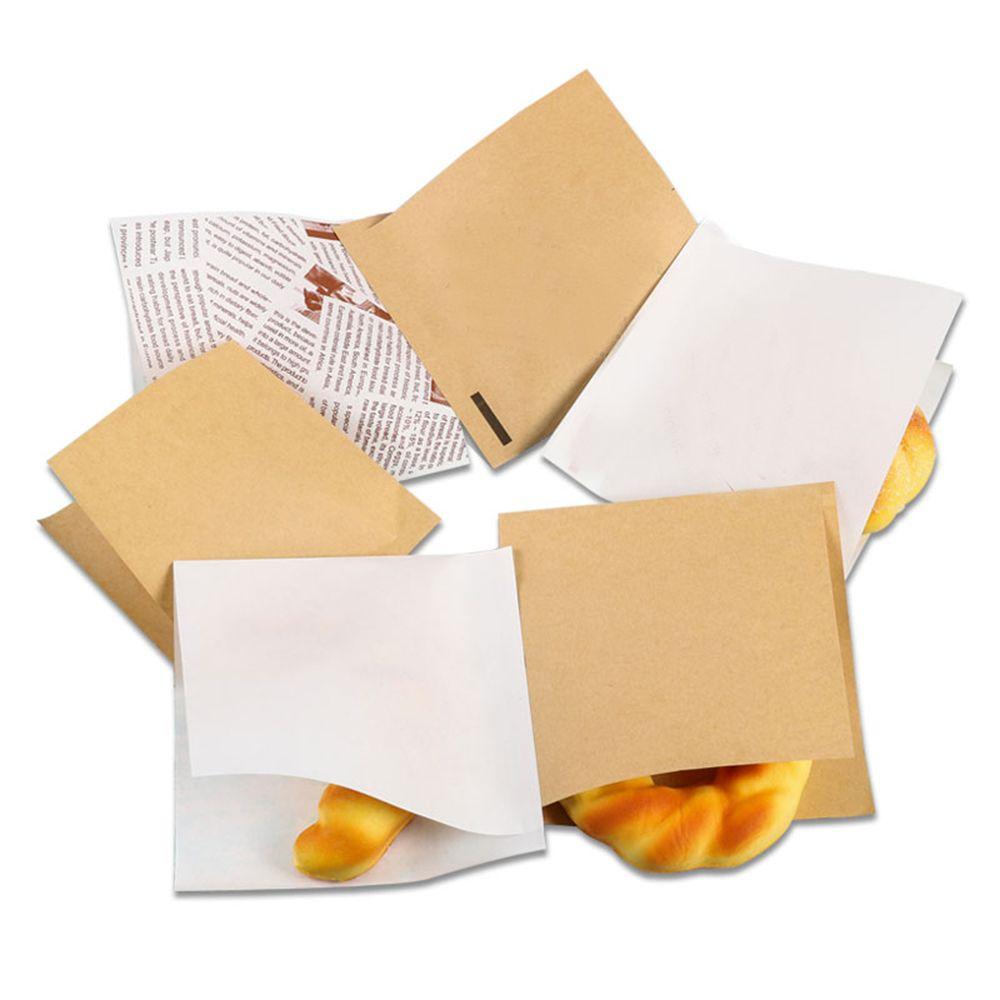 100PCS Kitchen Biscuits Bag Food Donut Wrapping Bread Packing Solid Color Oilproof Paper