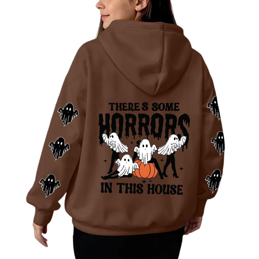 Sweat-shirt à capuche et manches longues pour femme, imprimé dégradé, ample