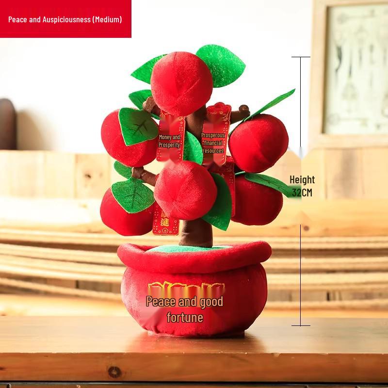 2026 New Year Desktop Ornament: Orange Tree & Peach Blossom Scene Decor for New Year's Day and Spring Festival.